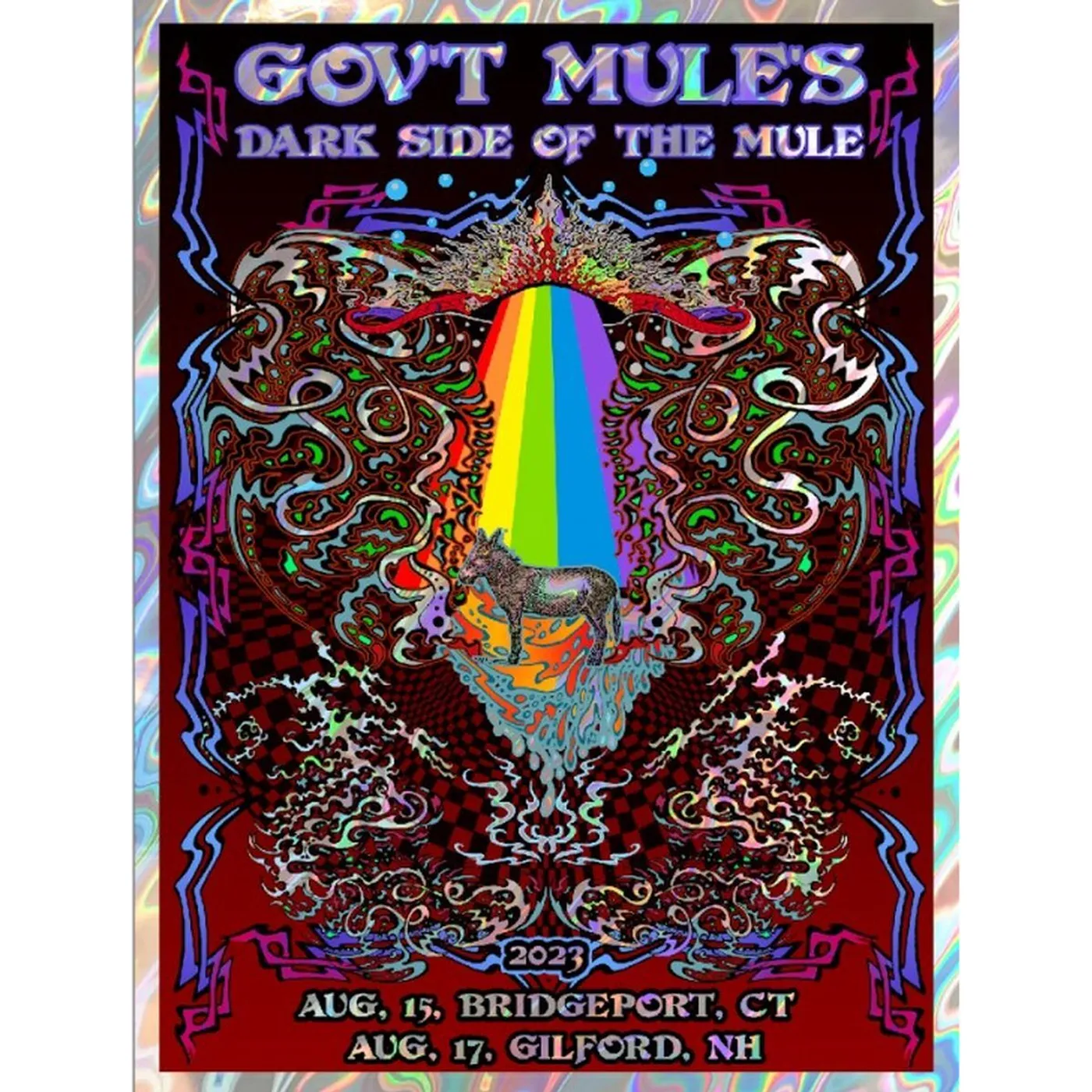 Gov't Mule Bridgeport, CT + Gilford, NH 2023 Poster on Foil by Mike Dubois