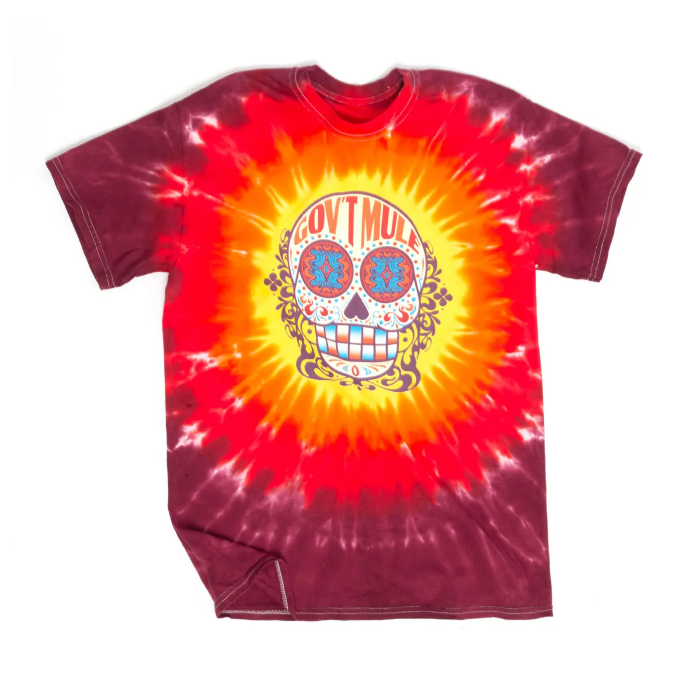 Gov't Mule Sugar Skull Fall 2017 World Tour Red Tie Dye Shirt