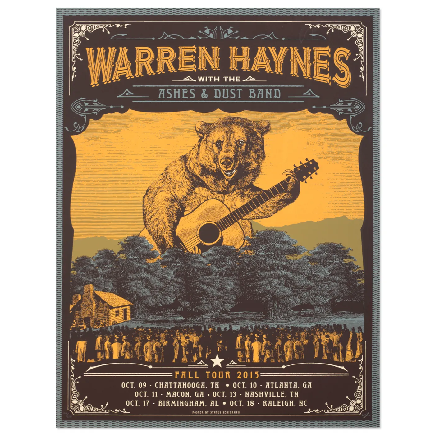 Warren Haynes Fall Tour 2015 Bear Poster