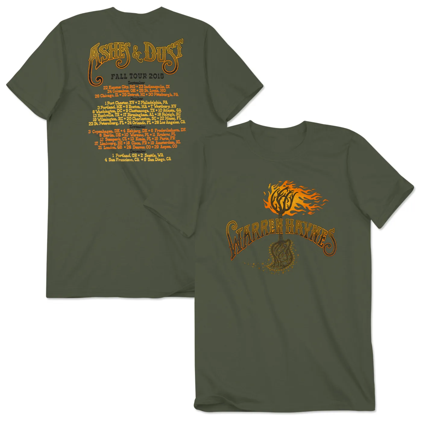 Warren Haynes “Ashes & Dust” 2015 Fall Tour Shirt
