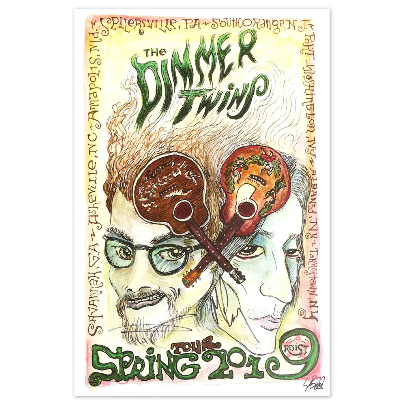 Drive-By Truckers The Dimmer Twins Spring 2019 Tour Signed Poster