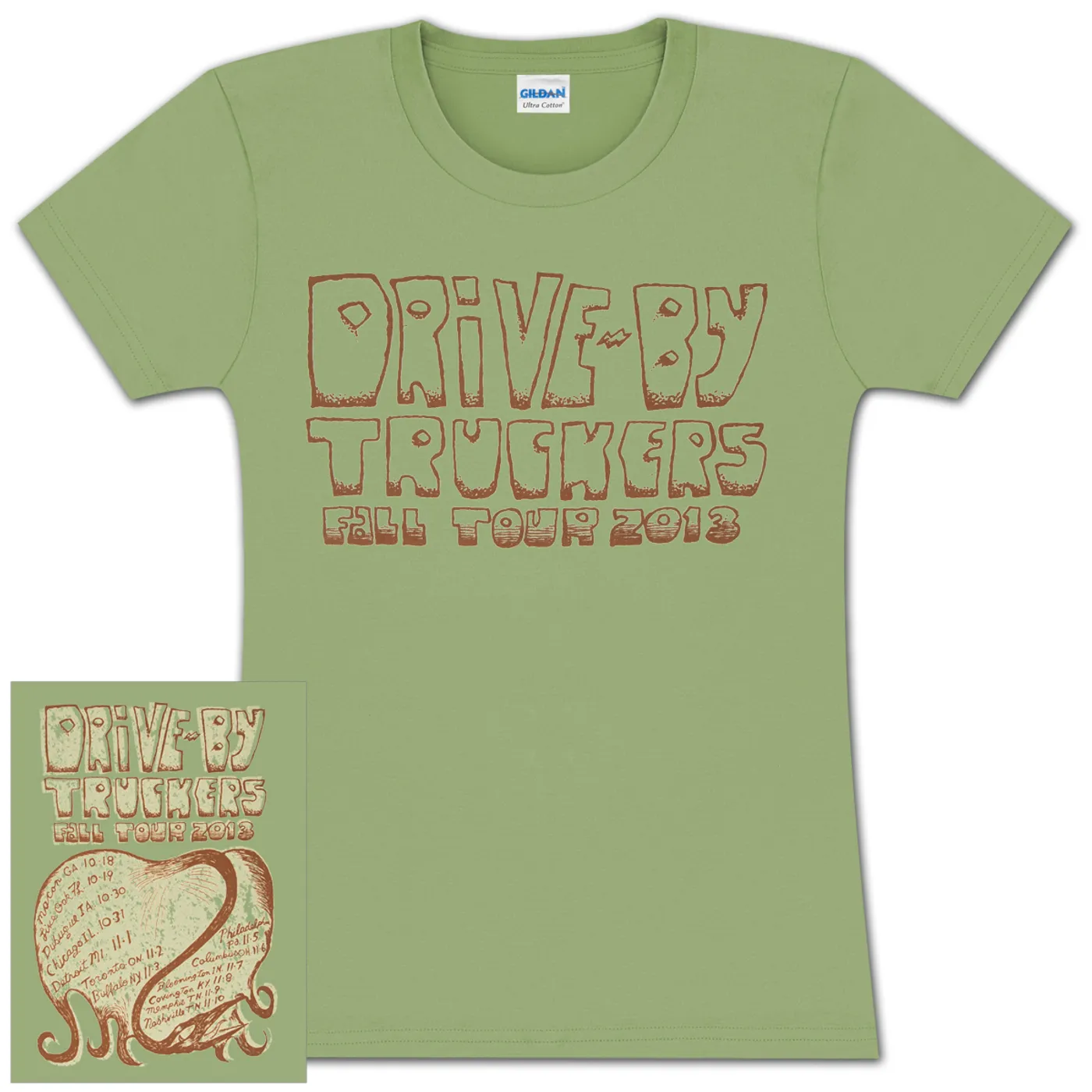 Drive-By Truckers DBT Ladies Fall Tour Tee Green
