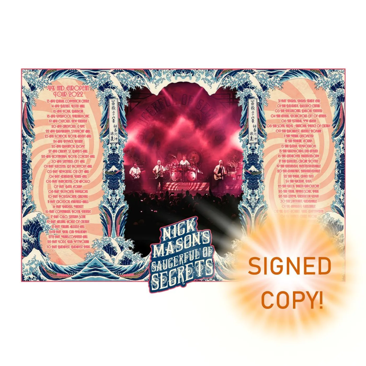 Nick Mason's Saucerful of Secrets Nick Mason's Echoes Tour 2022 Hokusai Wave Signed Poster