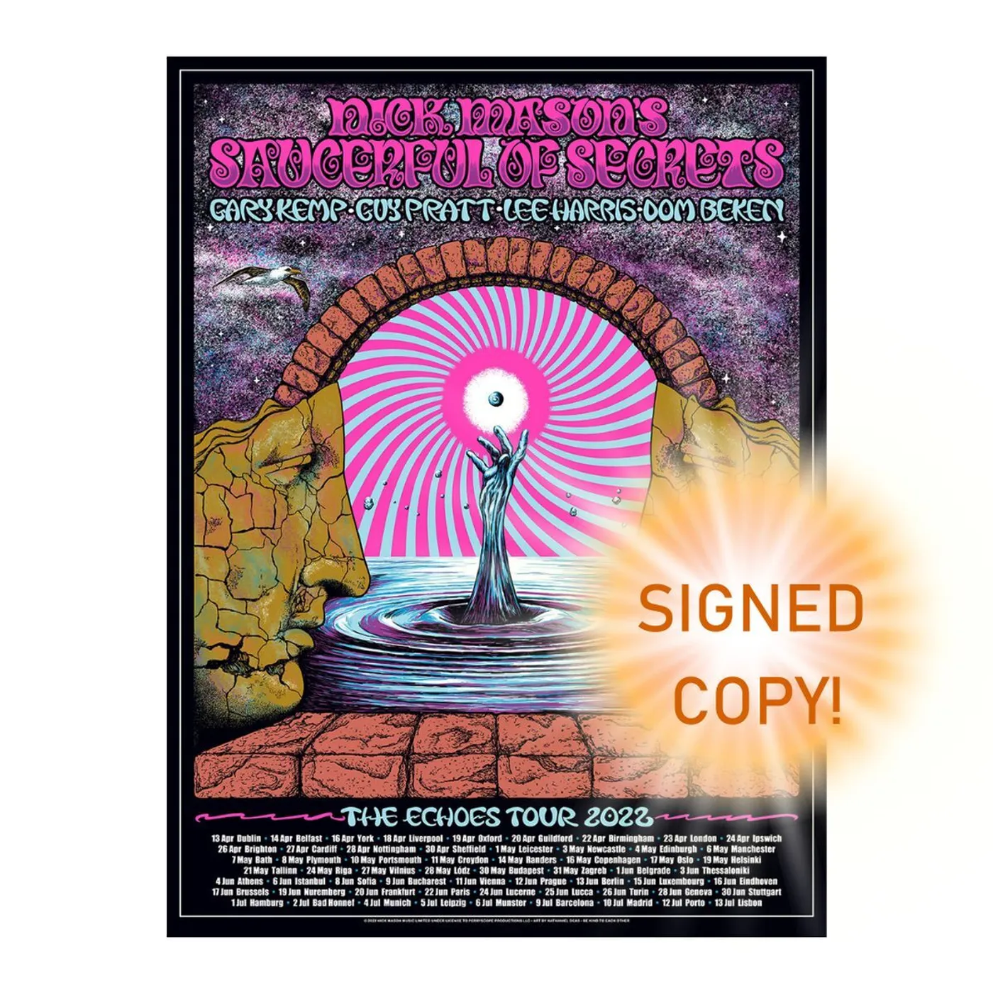 Nick Mason's Saucerful Of Secrets Echoes Tour 2022 Signed Poster