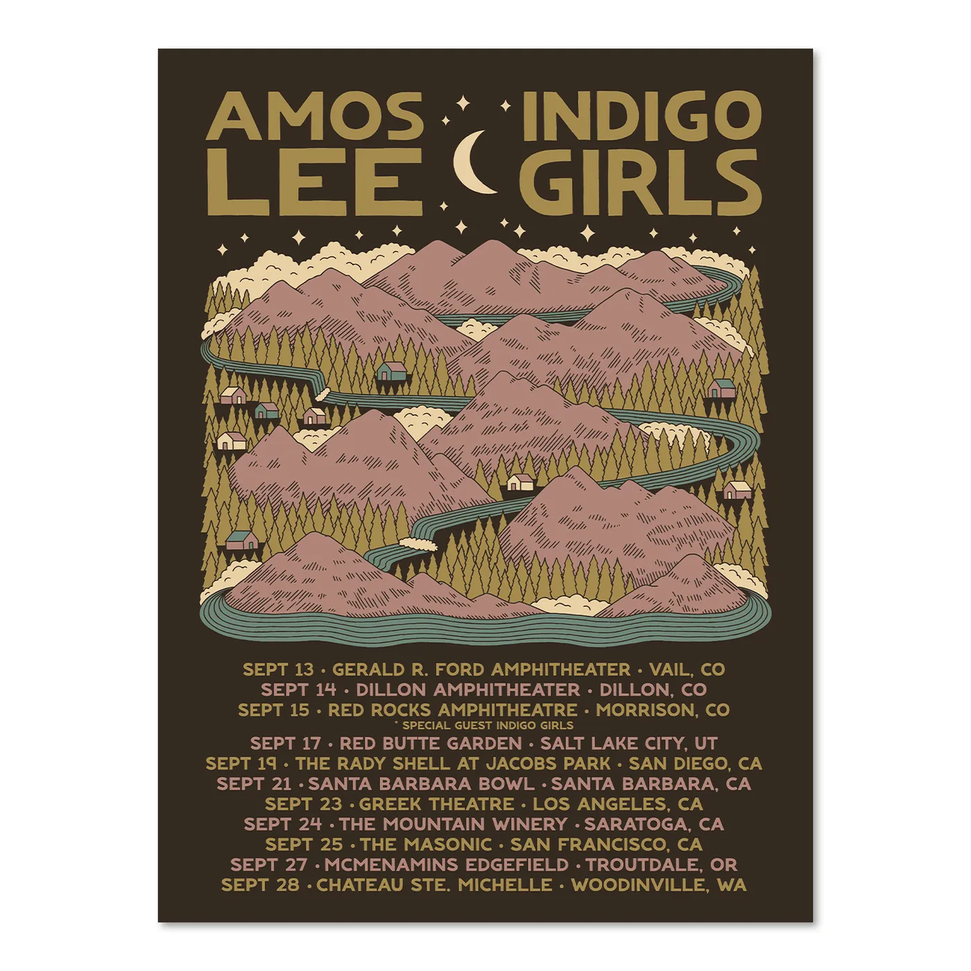 Amos Lee & Indigo Girls 2024 Tour Poster