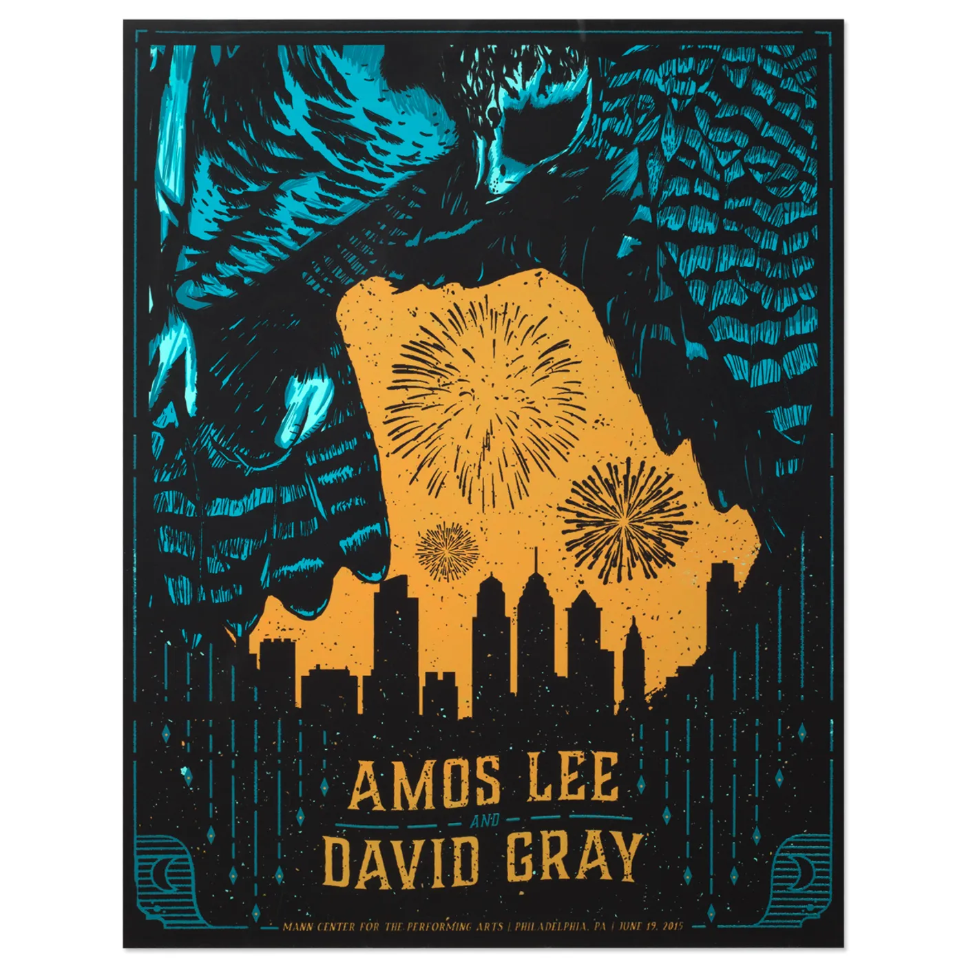 Amos Lee 2015 Tour Poster Philadelphia, PA