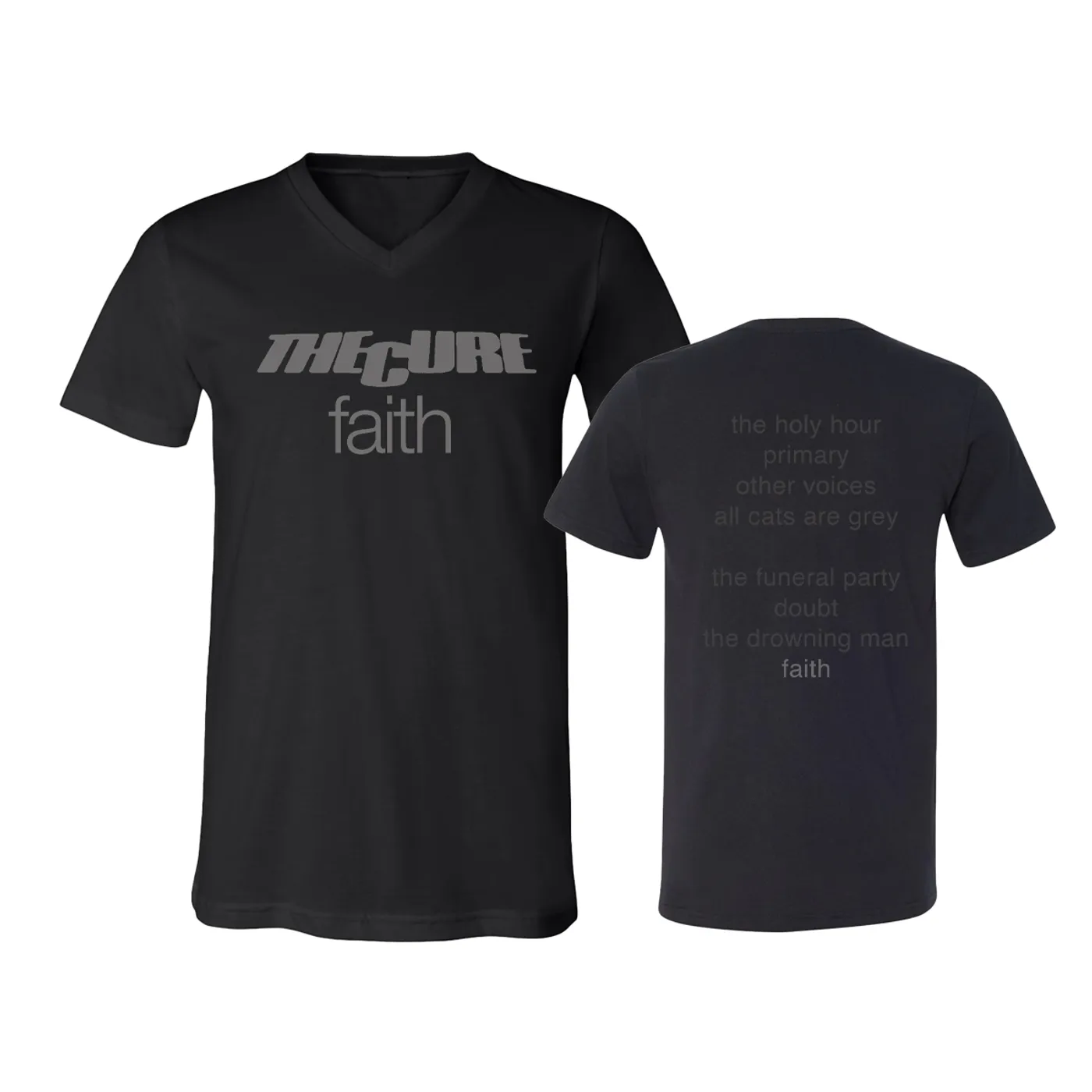 The Cure Faith Logo Black V-Neck T-Shirt