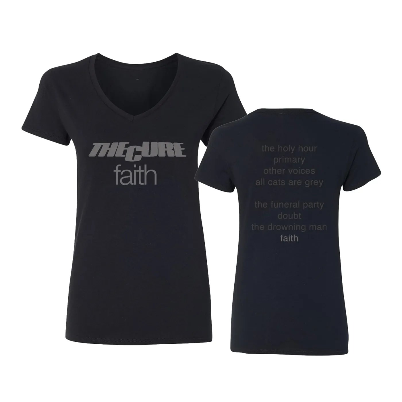 The Cure Faith Logo Black Women's V-Neck T-Shirt