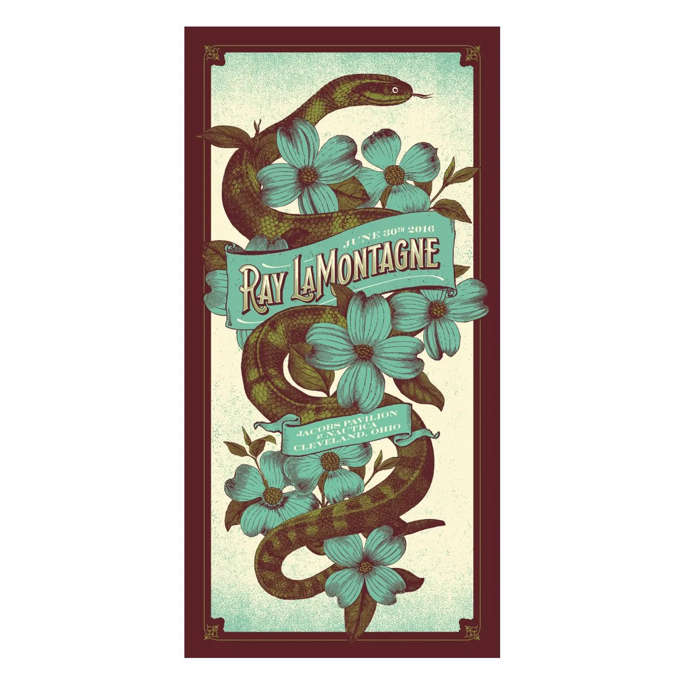 Ray LaMontagne The Ouroboros Tour 2016 - Cleveland, OH Poster