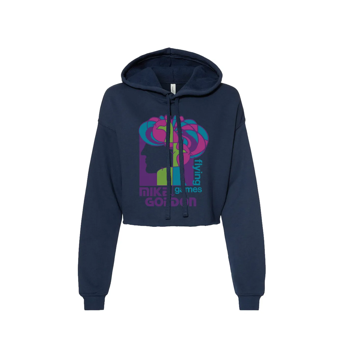 Women's Cropped Mike Gordon Flying Games Hoodie on Navy