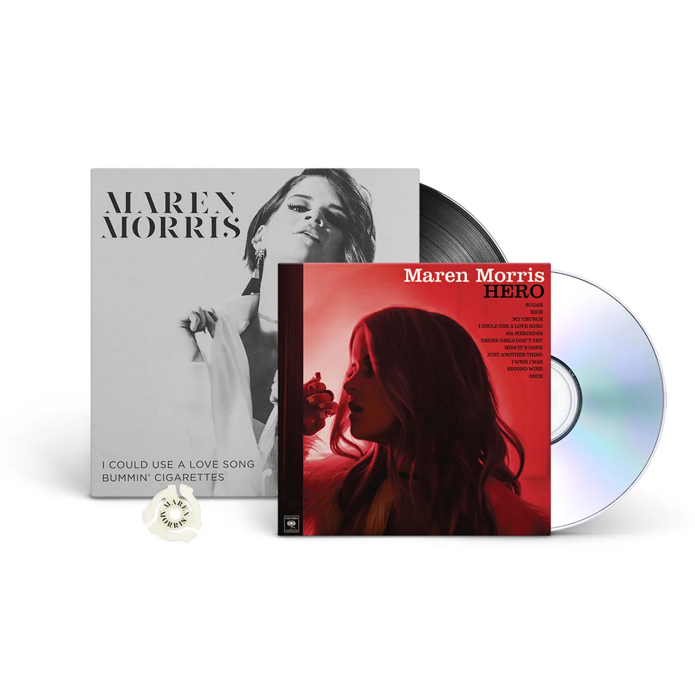 Maren Morris Love Song Vinyl, Hero Deluxe CD & Glow in the Dark 45rpm Adapter