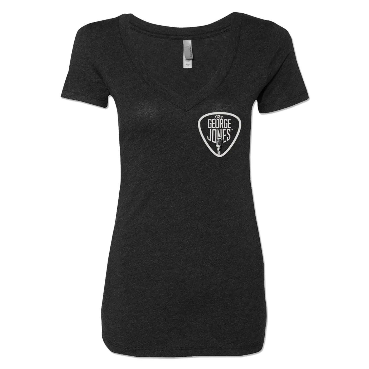 George Jones Pick and Logo V-Neck T-Shirt – Black
