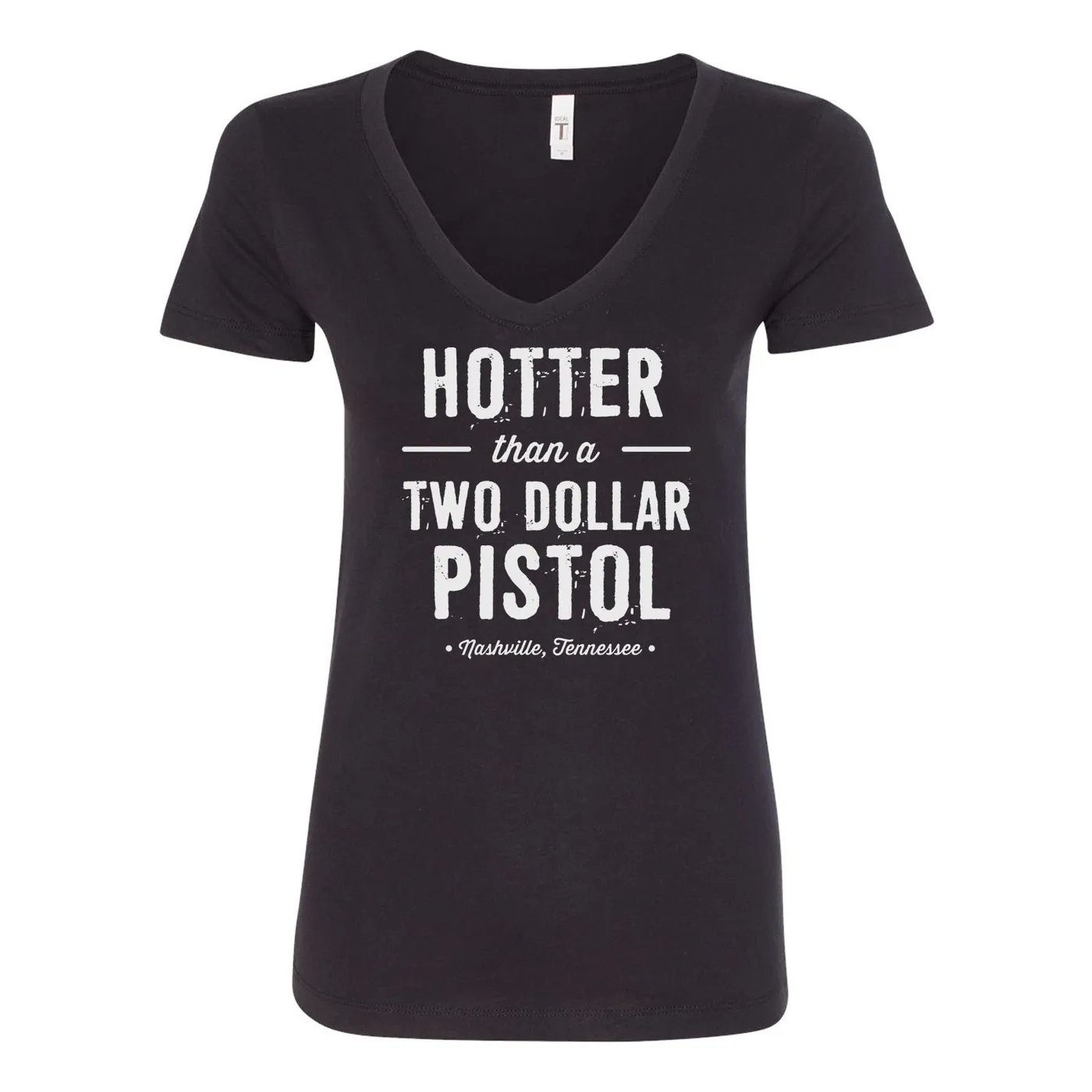 George Jones $2 Pistol Ladies' V-Neck - Black