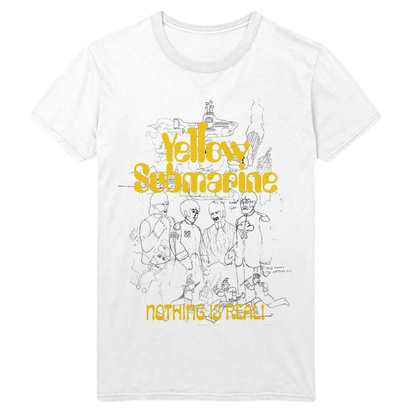 The Beatles Yellow Submarine 50th Anniversary White Outline T-Shirt