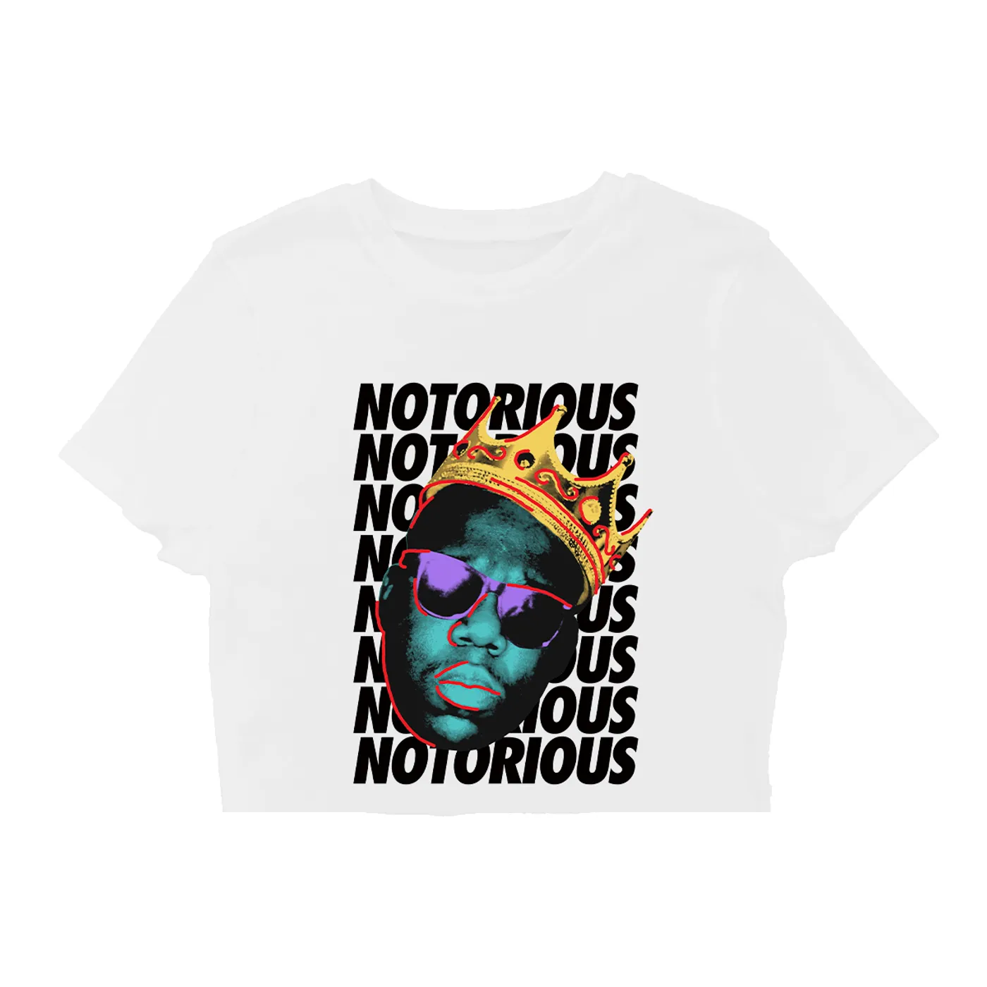 The Notorious B.I.G. Biggie Notorious Cropped White T-shirt