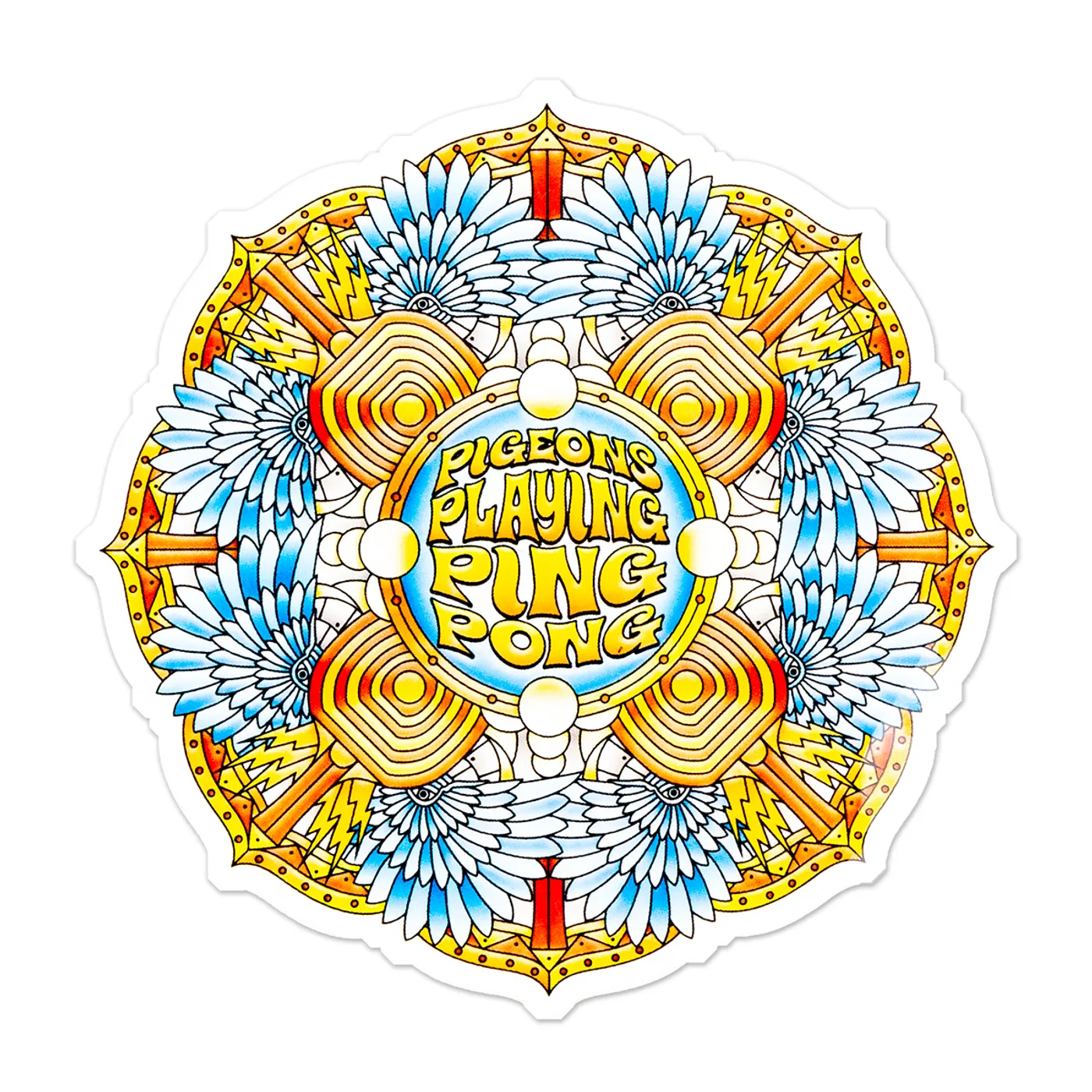 Pigeons Playing Ping Pong Mandala Sticker