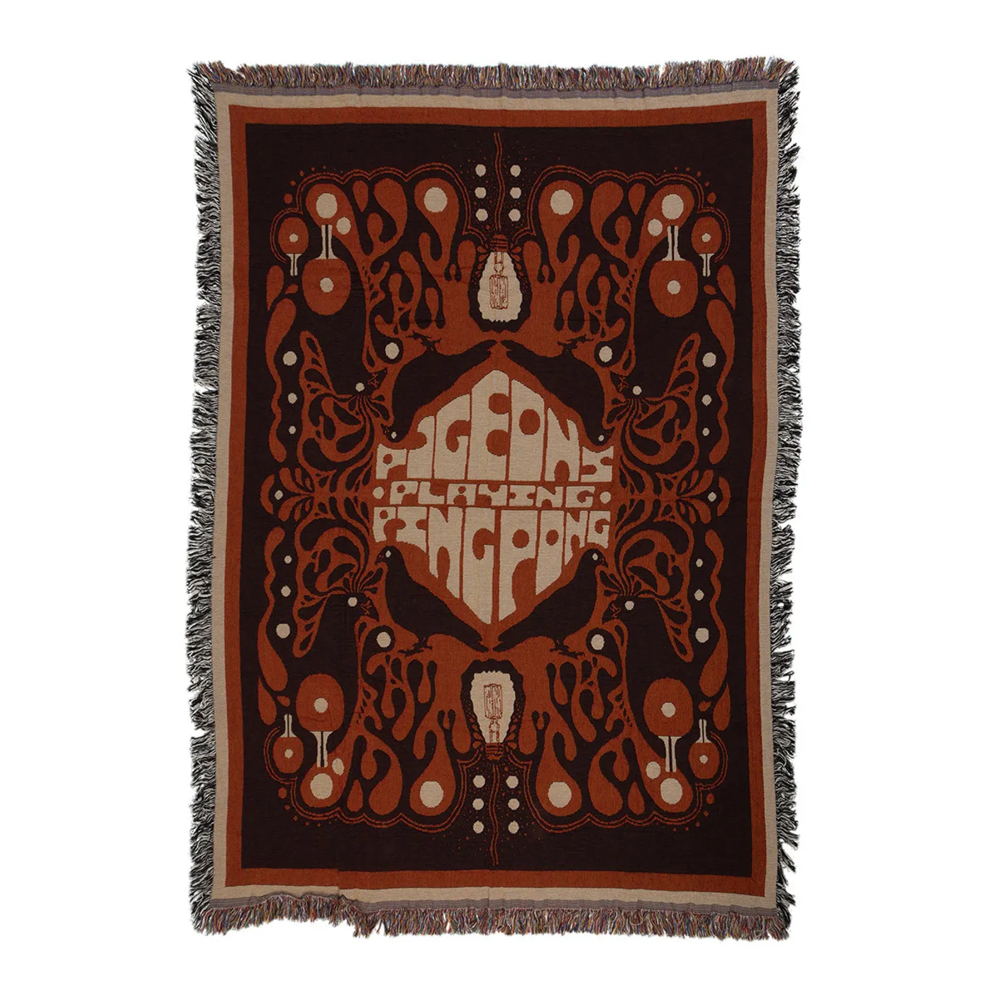 Pigeons Playing Ping Pong Taylor Morgen Woven Blanket