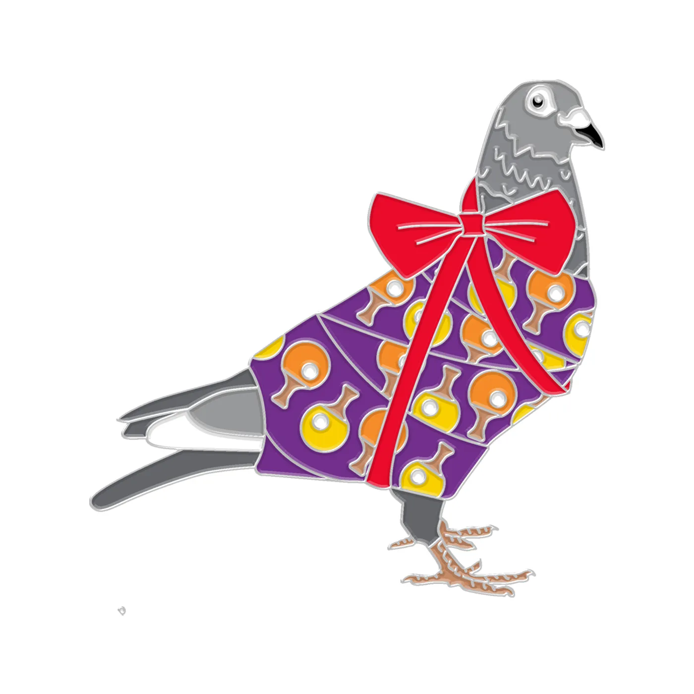 Pigeons Playing Ping Pong Holiday Pigeon Pin V2 Purple