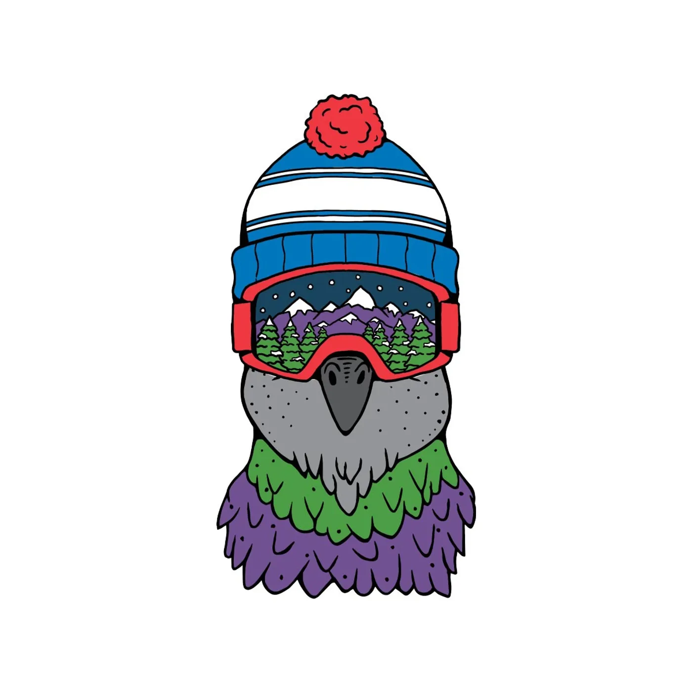 Pigeons Playing Ping Pong Goggle Bird Sticker