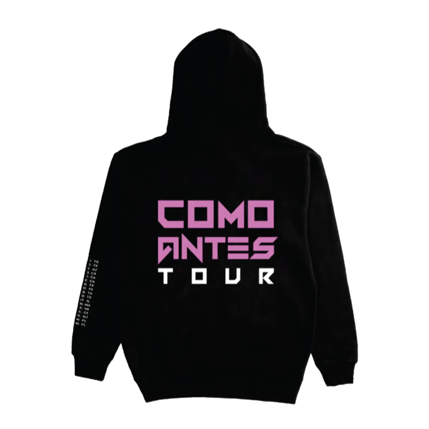 Wisin & Yandel COMO ANTES PINK TEXT BLACK TOUR PULLOVER HOOD