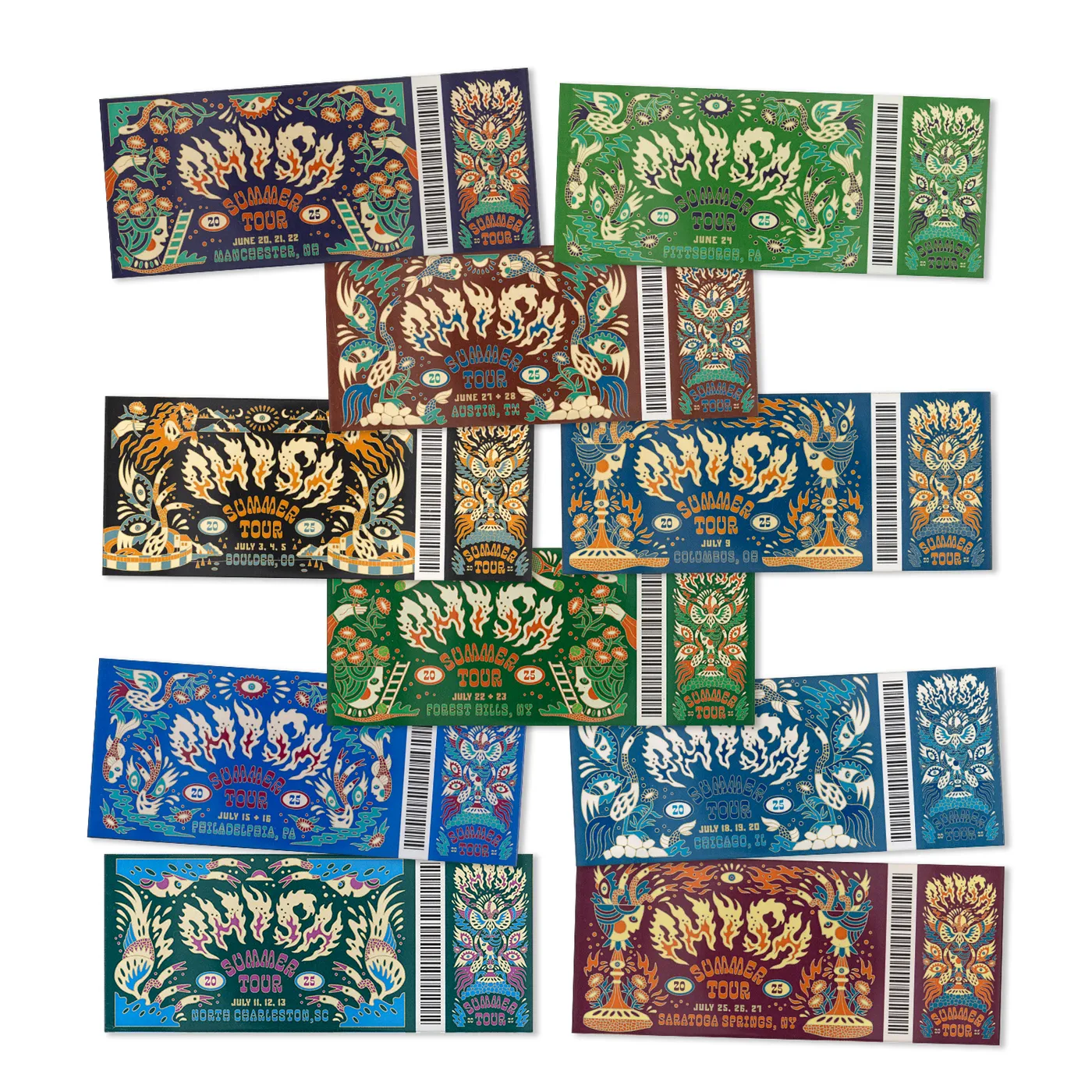 Phish Summer Tour 2025 Ticket Magnets