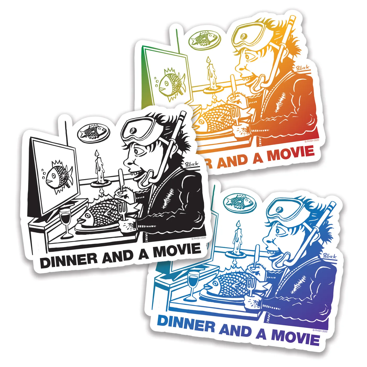 Phish Pollock Dinner And A Movie Sticker