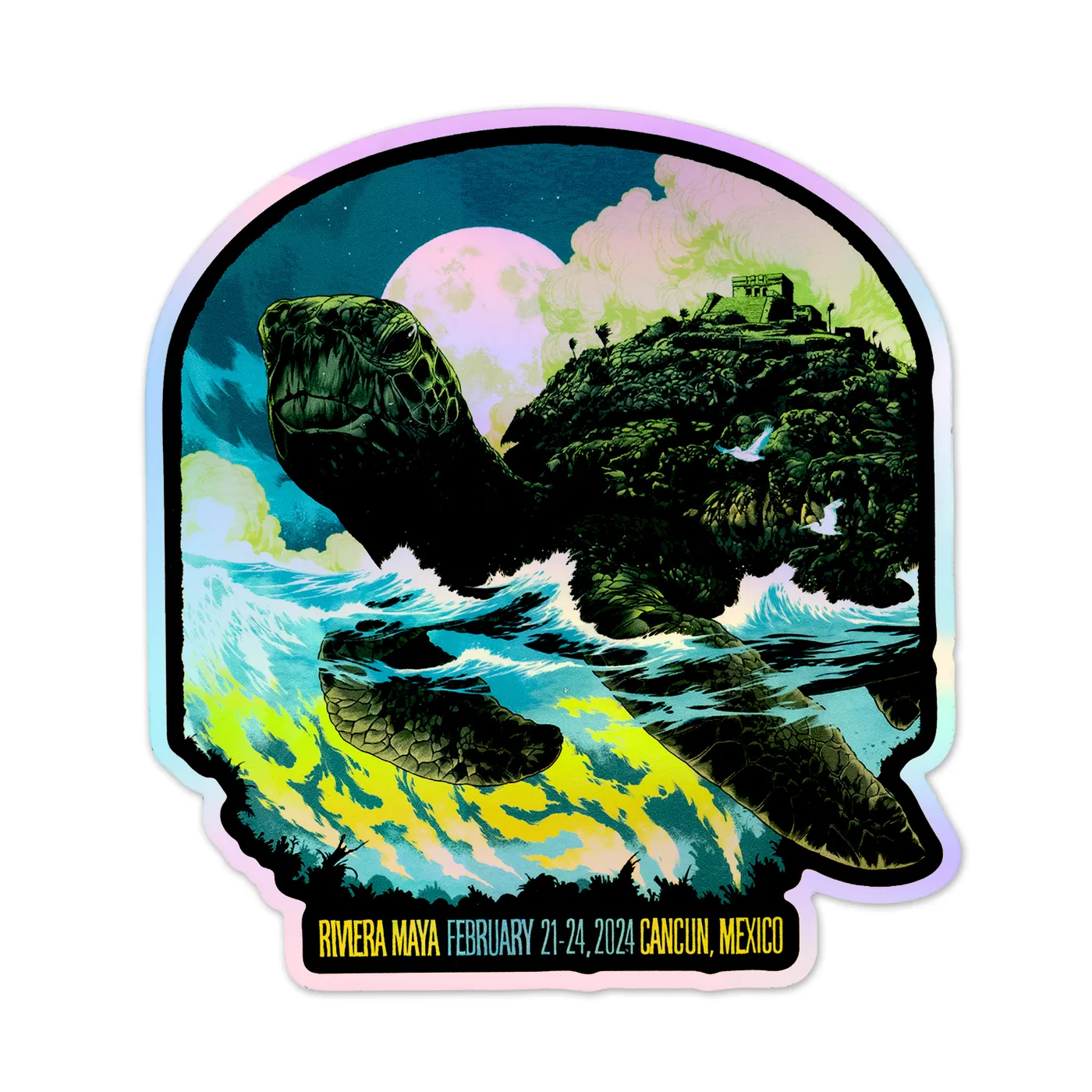 Phish Riviera Maya '24 Turtle Waves Holographic Sticker