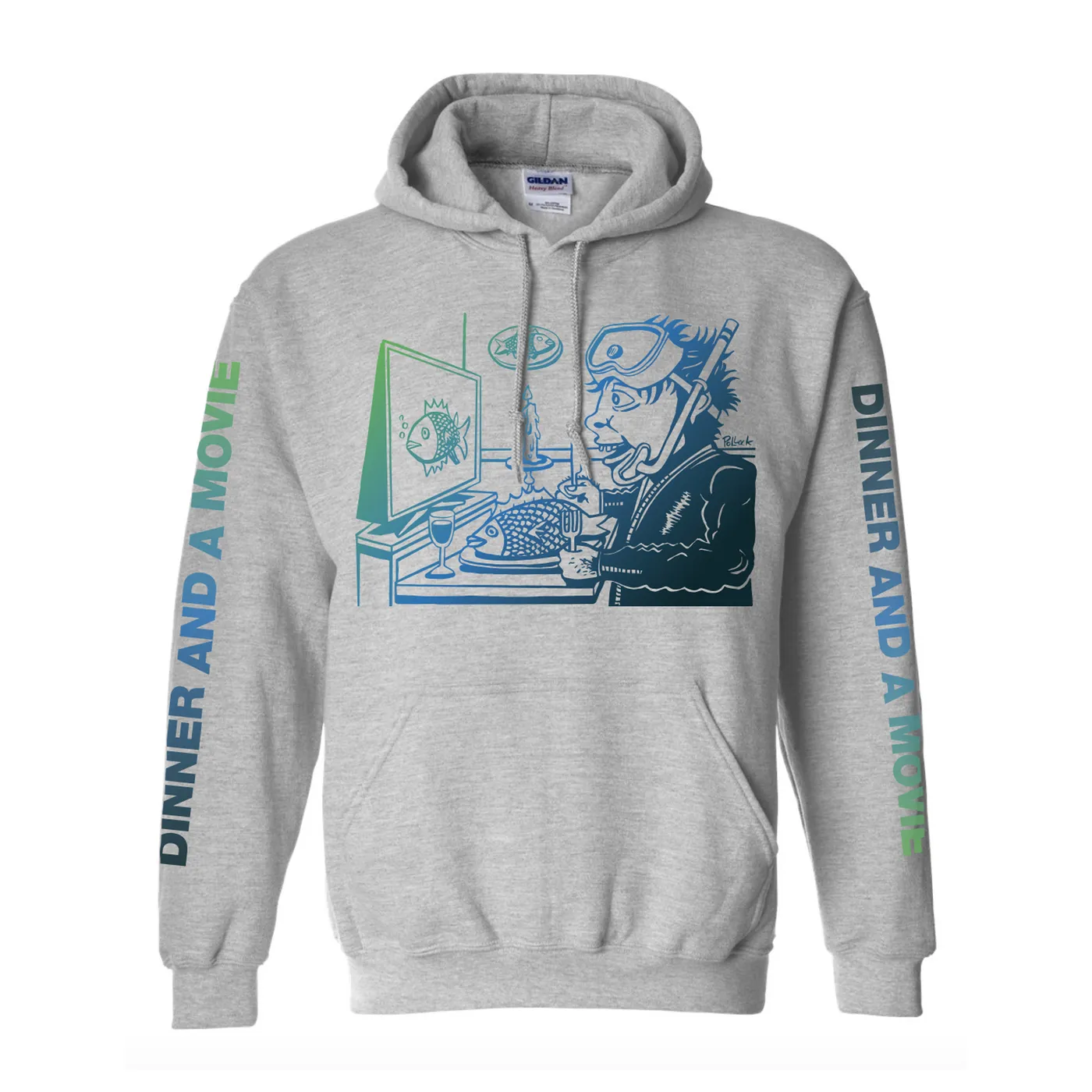 Phish Dinner And A Movie Pollock Heavyweight Hoodie on Sport Grey