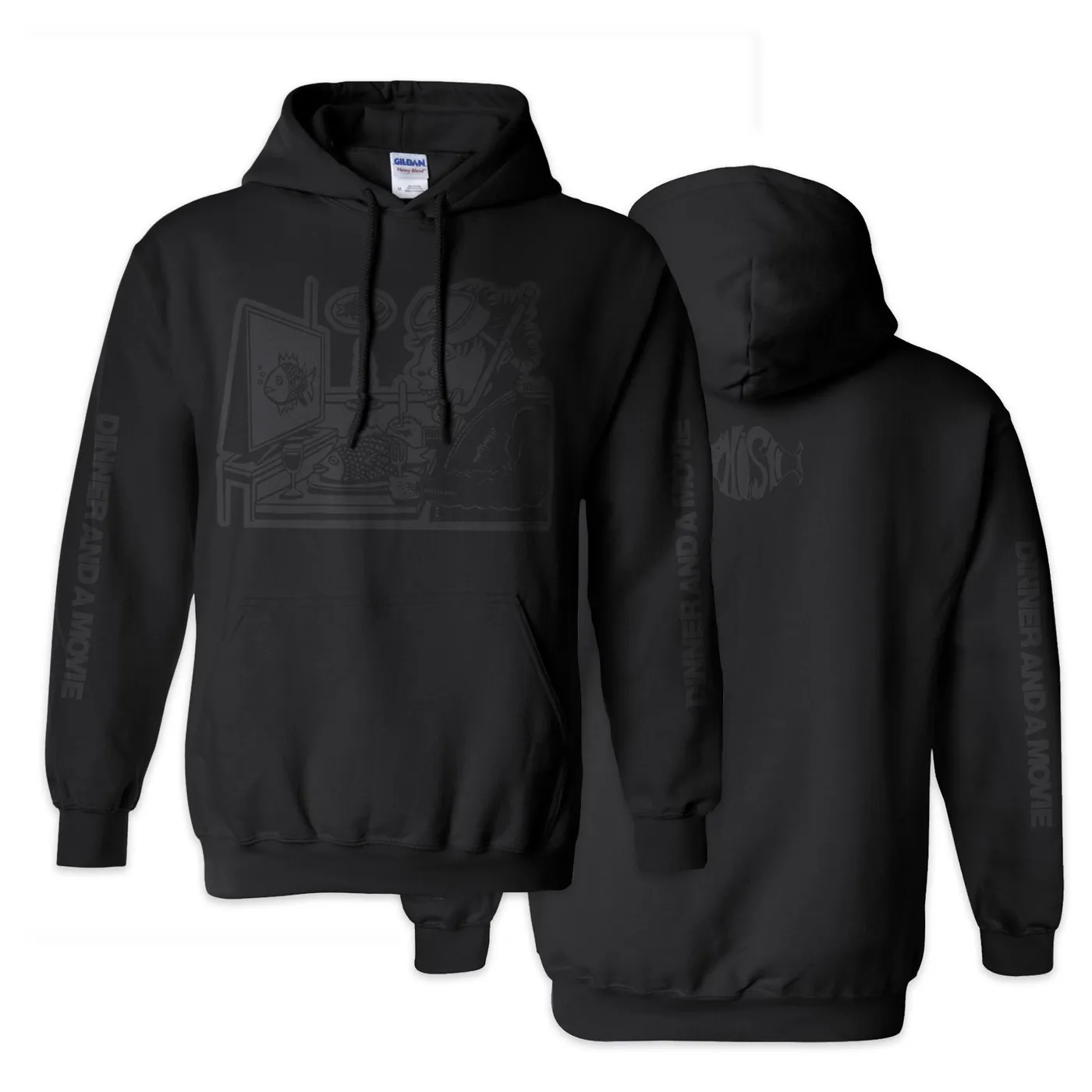Phish Dinner And A Movie Pollock Heavyweight Hoodie Stealth Black