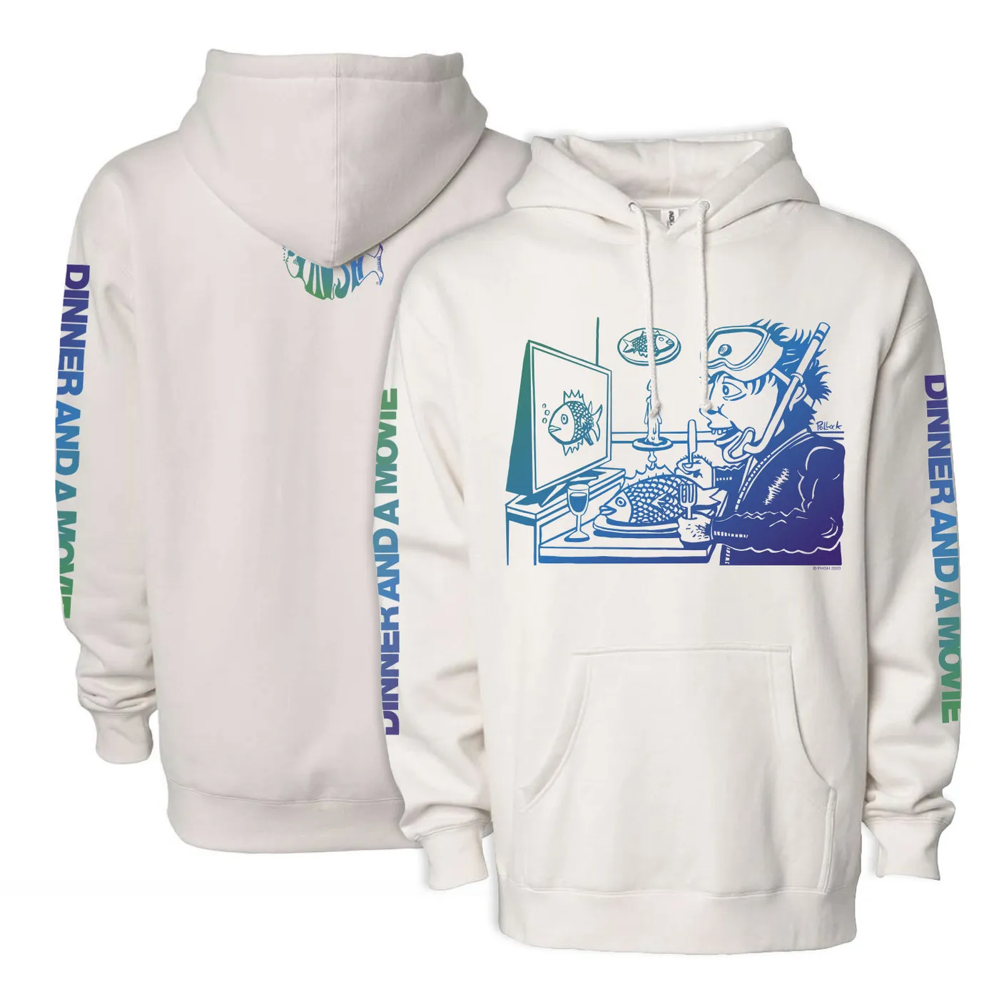 Phish Dinner And A Movie Pollock Heavyweight Hoodie on Bone