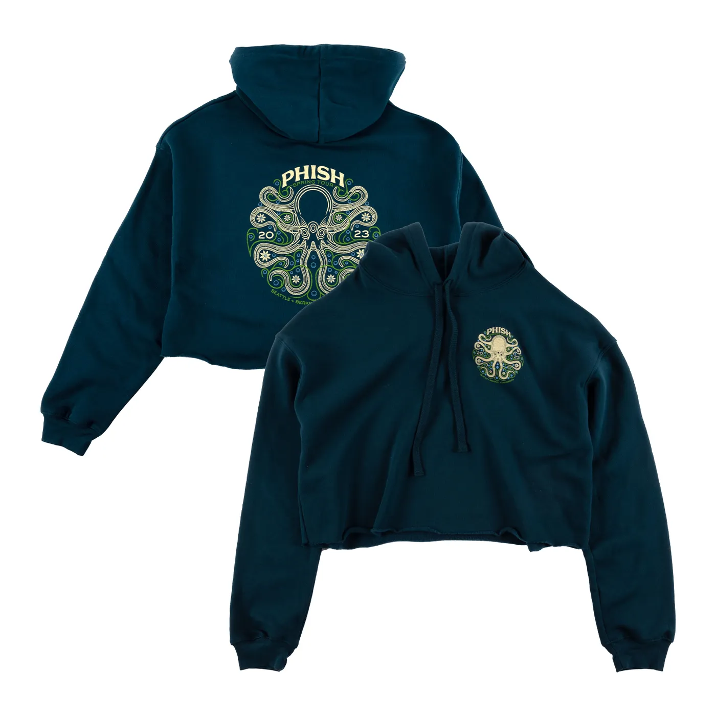 Phish Women's  Octopus Spring 2023 Crop Pullover Hoodie on Atlantic Blue