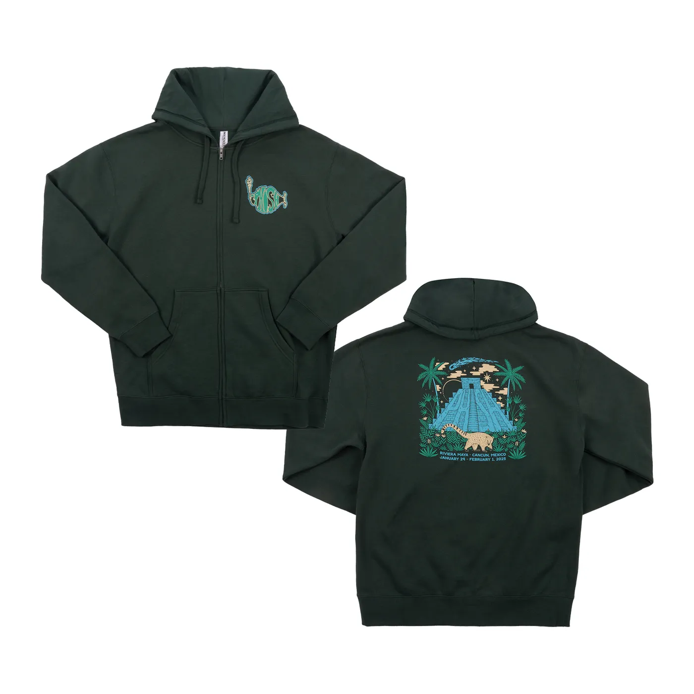Phish Coati Asteroid Discovery Zip-Up Hoodie on Alpine Green