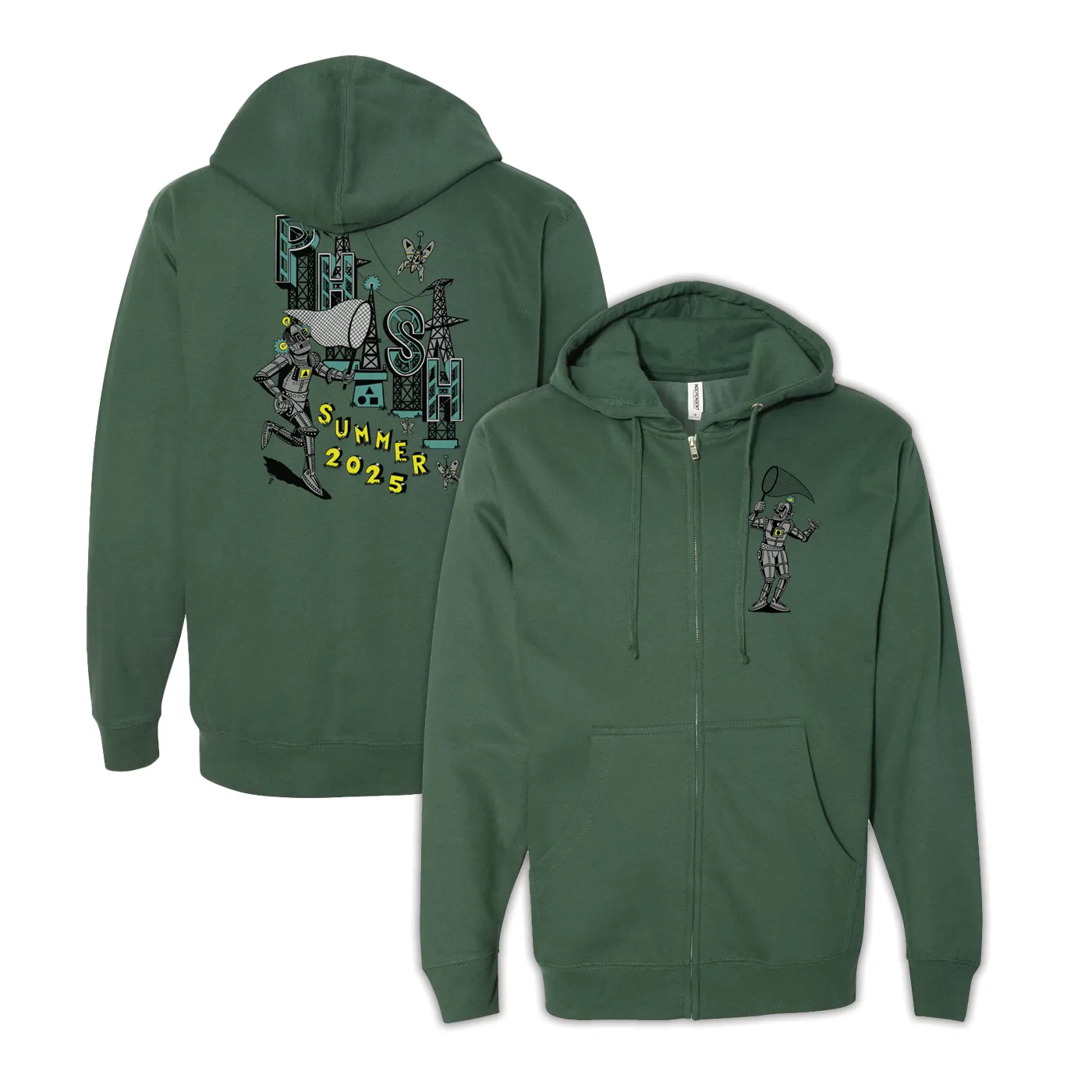 Phish Pollock Robot Butterflies Summer Tour 2025 Zip-Up Hoodie