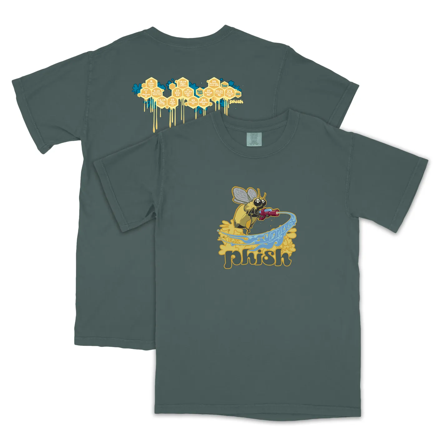 Phish Summer 2003 Bee Tee on Heavy Spruce Green