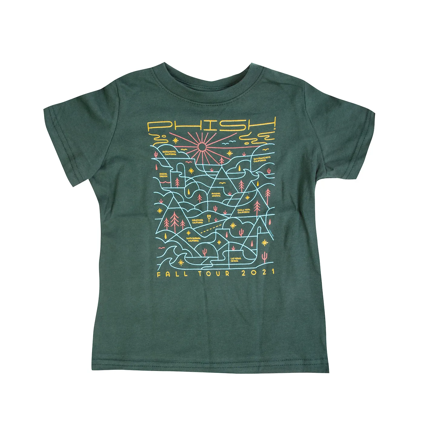 Phish Youth Follow the Lines Fall 2021 T-shirt (Forest Green)