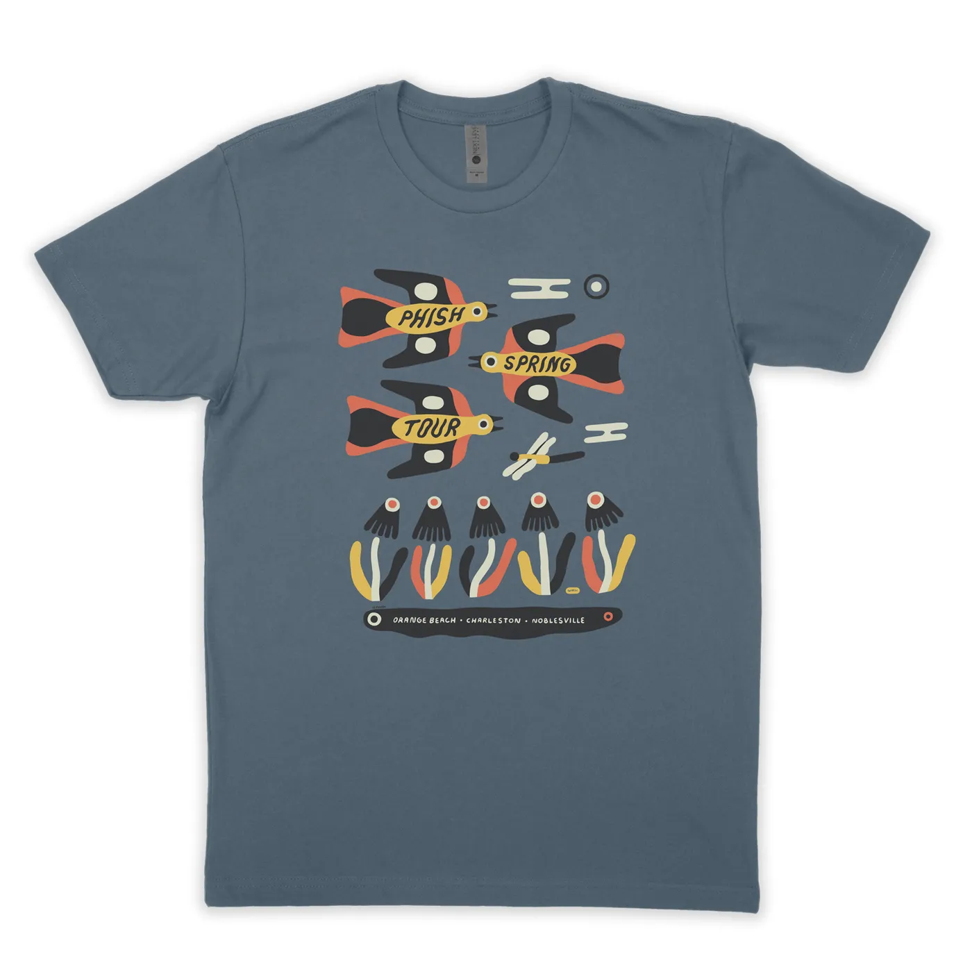 Phish Mockingbird Spring Tour 2022 Tee on Indigo