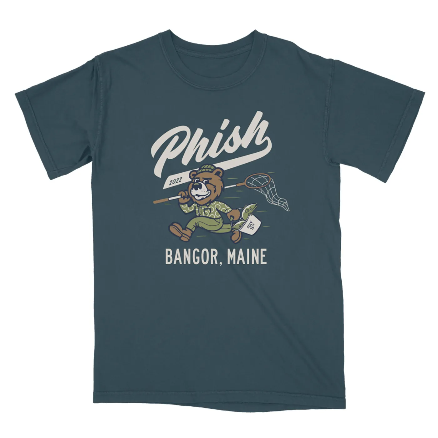 Phish Bangor Summer Tour 2022 Event Tee on Indigo