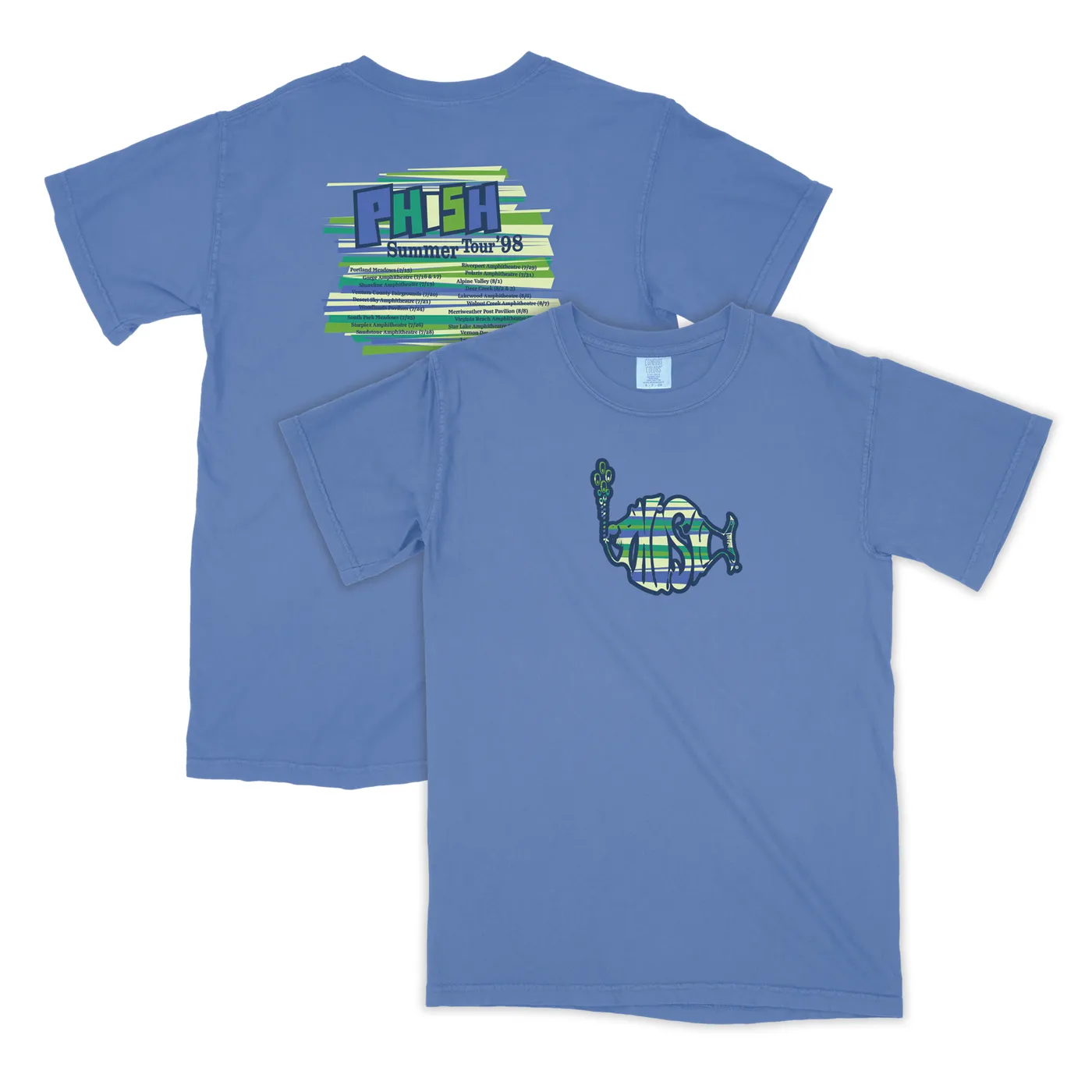 Phish Striped Summer Tour '98 Heavy Tee on Flo Blue