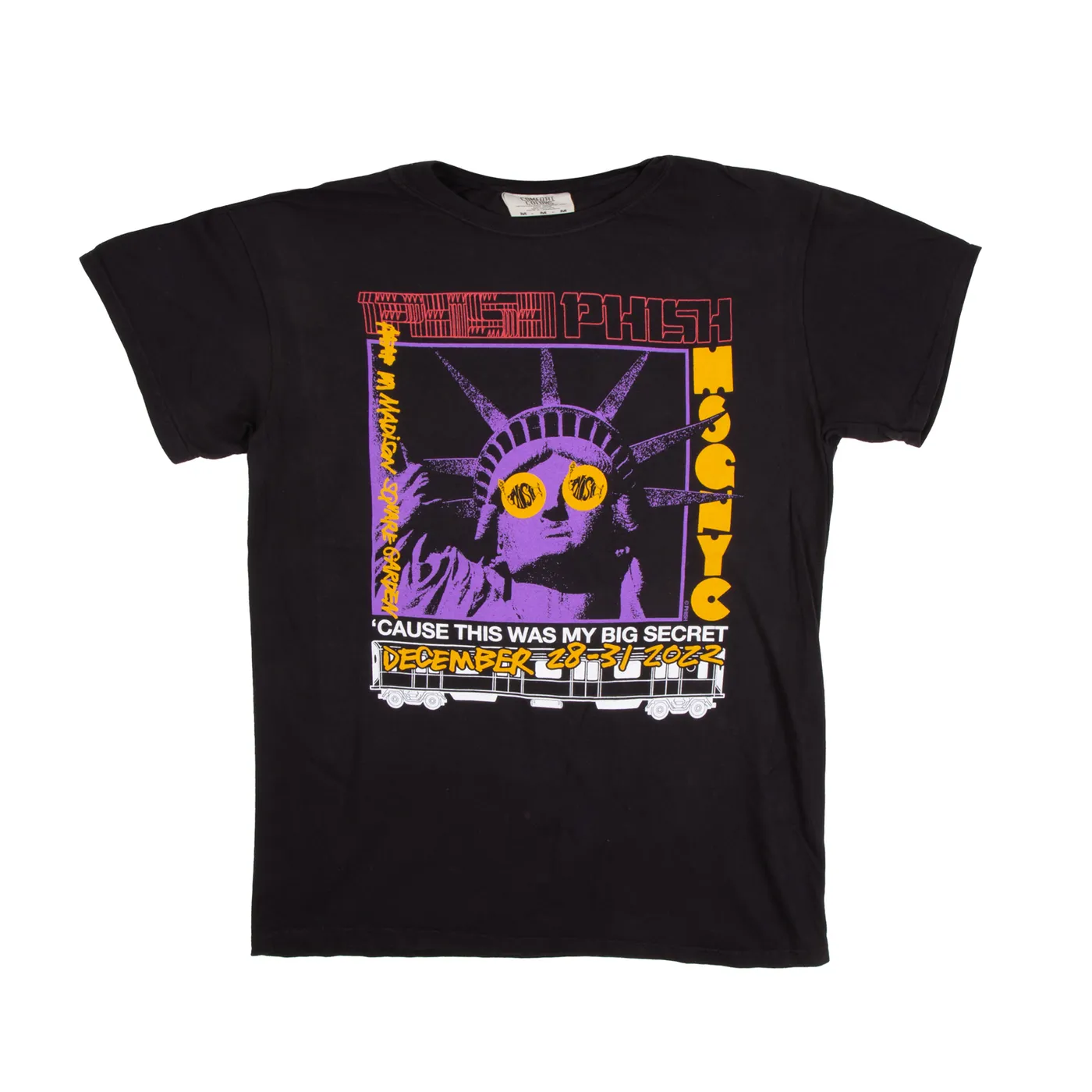 Phish Ghost Of Lady Liberty NYE 2022 Heavy Tee on Washed Black