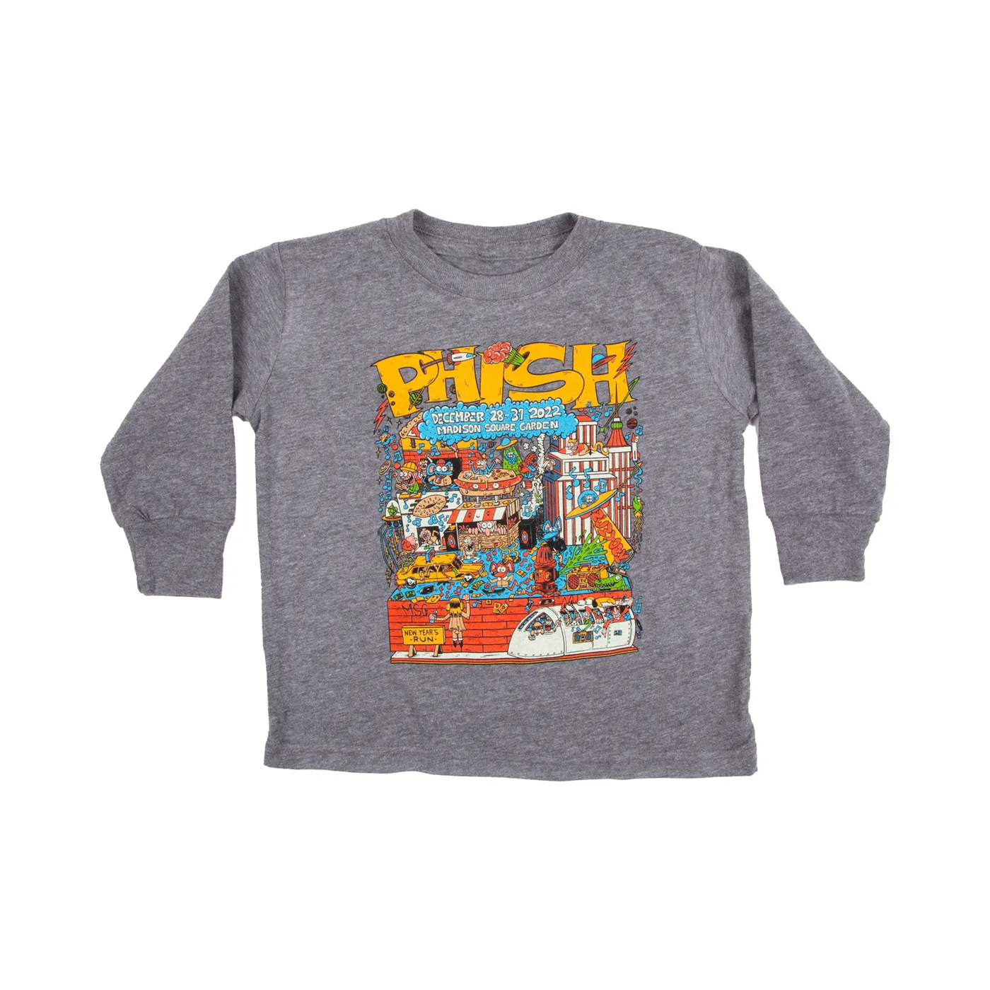 Phish Kids Rogue City Long Sleeve NYE 2022 Tee on Granite Grey