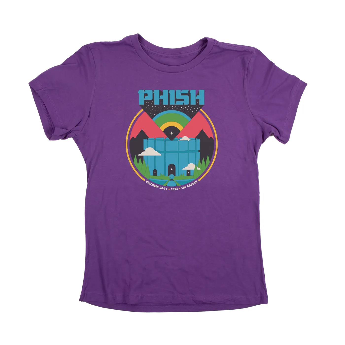 Phish Women's Moats Around the Garden NYE Run Tee on Royal Purple