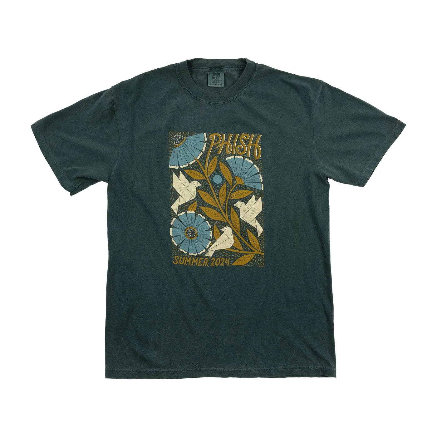Phish Origami Flight Summer '24 Tee on Blue Spruce