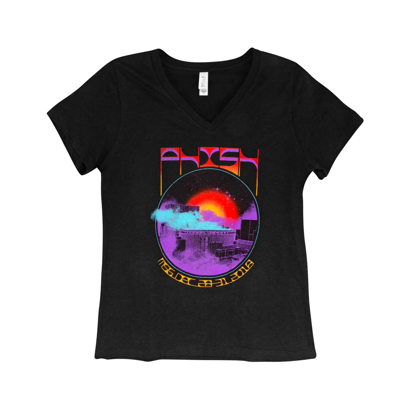 Phish Ladies' Dusty Garden Cloud NYE 2018 V-Neck Tee on Charcoal