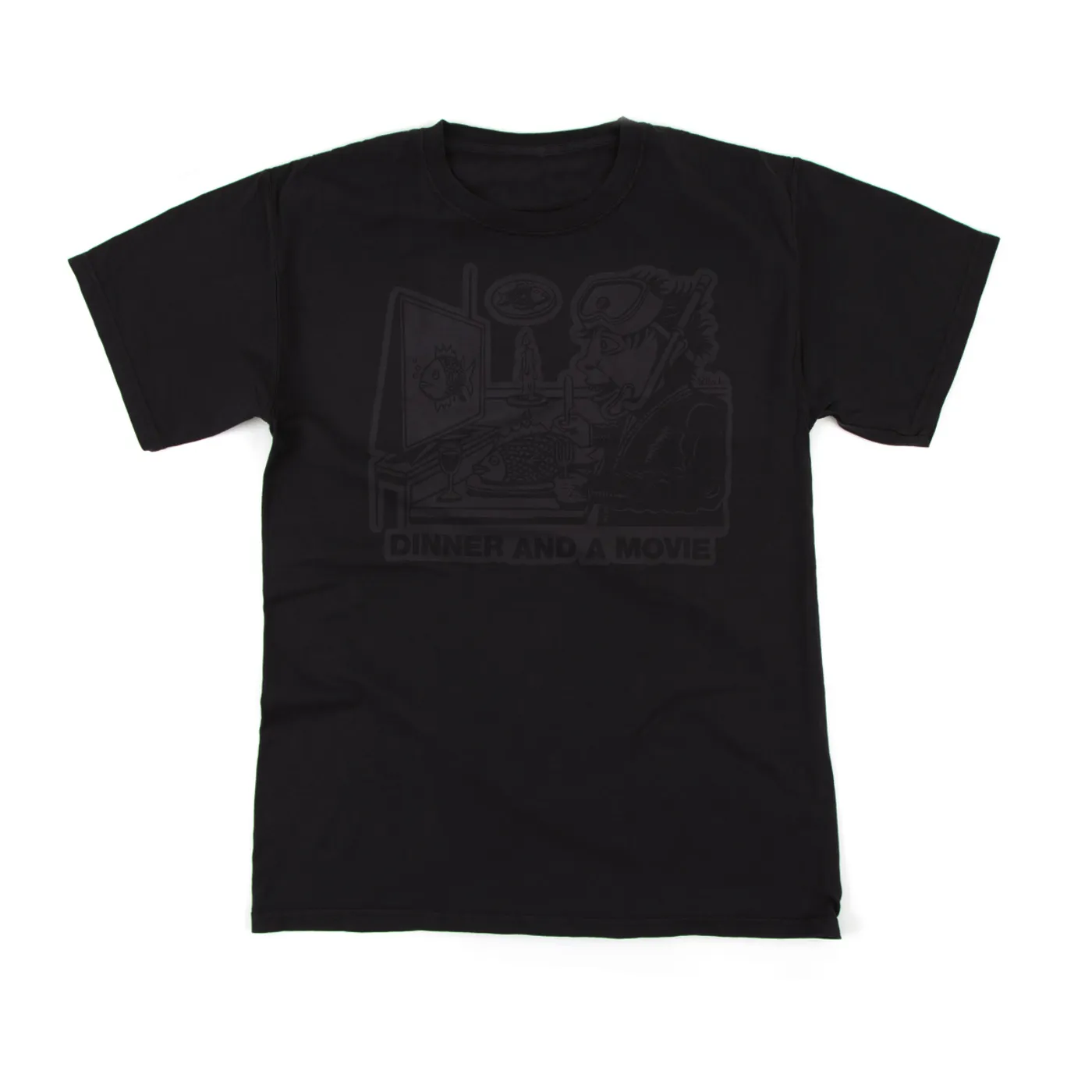 Phish Dinner And A Movie Pollock Tee on Stealth Black