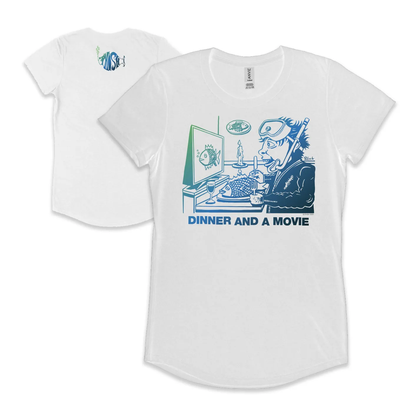 Phish Women’s Dinner And A Movie Pollock Tee on White