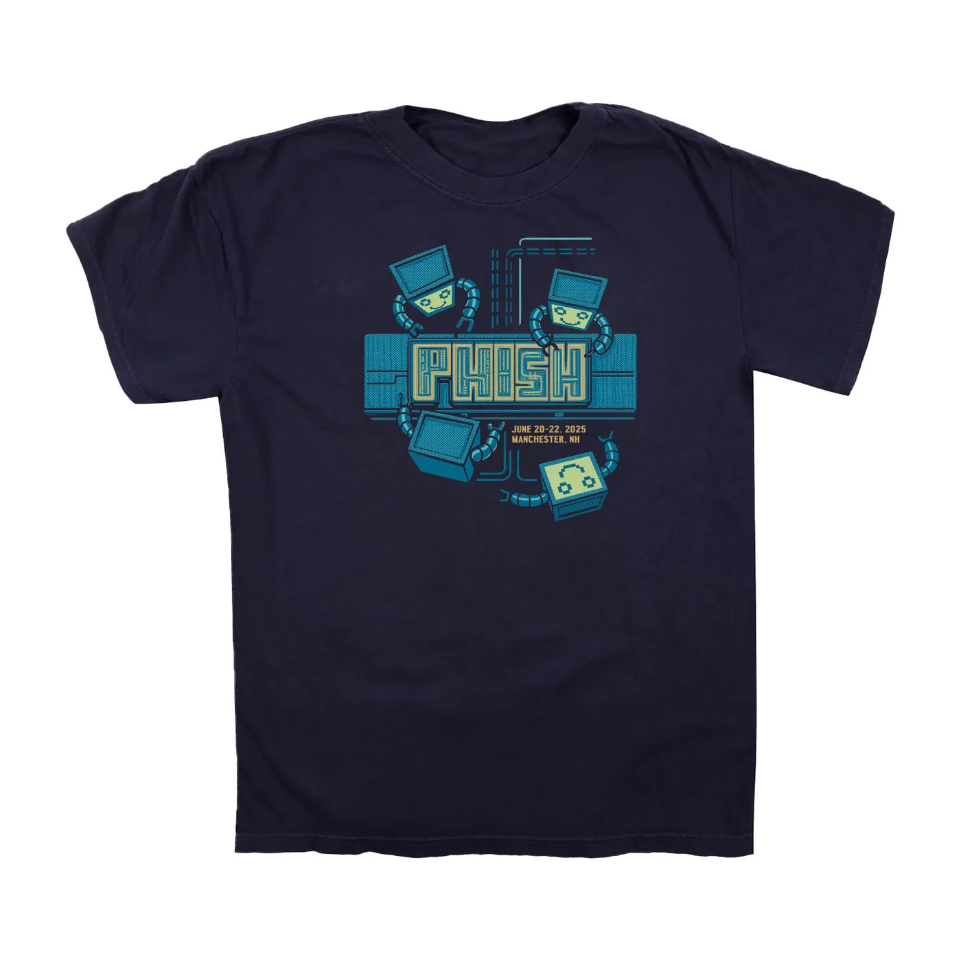 Phish Manchester Summer Tour 2025 Event Tee on Polyblend Navy