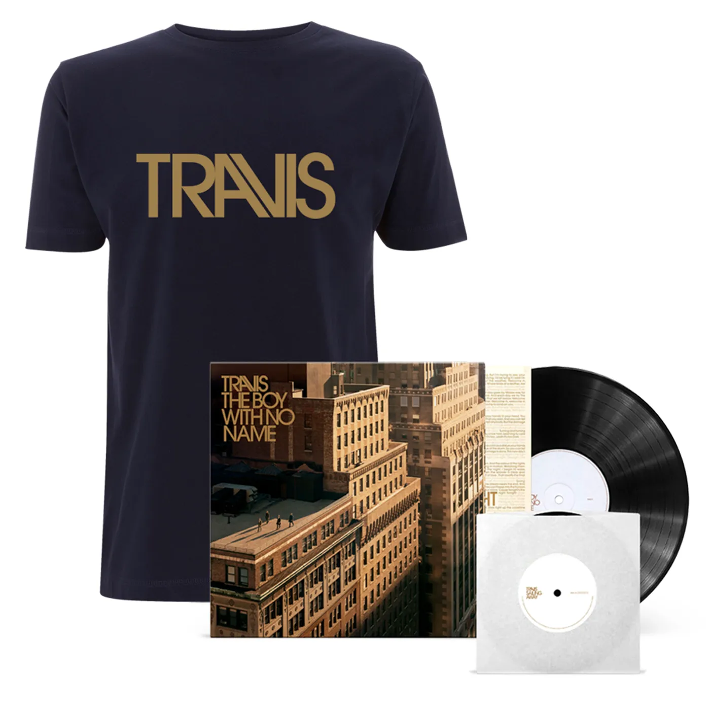 Travis THE BOY WITH NO NAME BLACK VINYL + 7-INCH + LOGO T-SHIRT (LTD EDITION)
