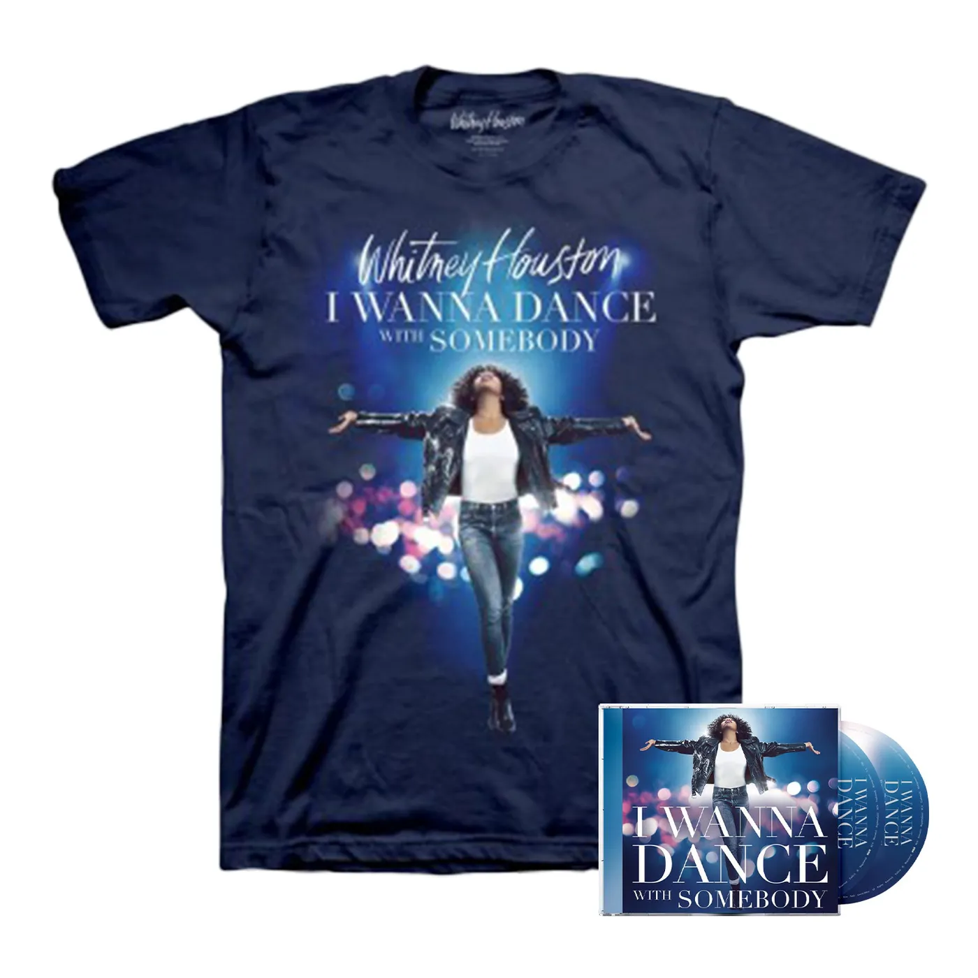 Whitney Houston I Wanna Dance With Somebody Movie Soundtrack Bundle - CD and T-shirt