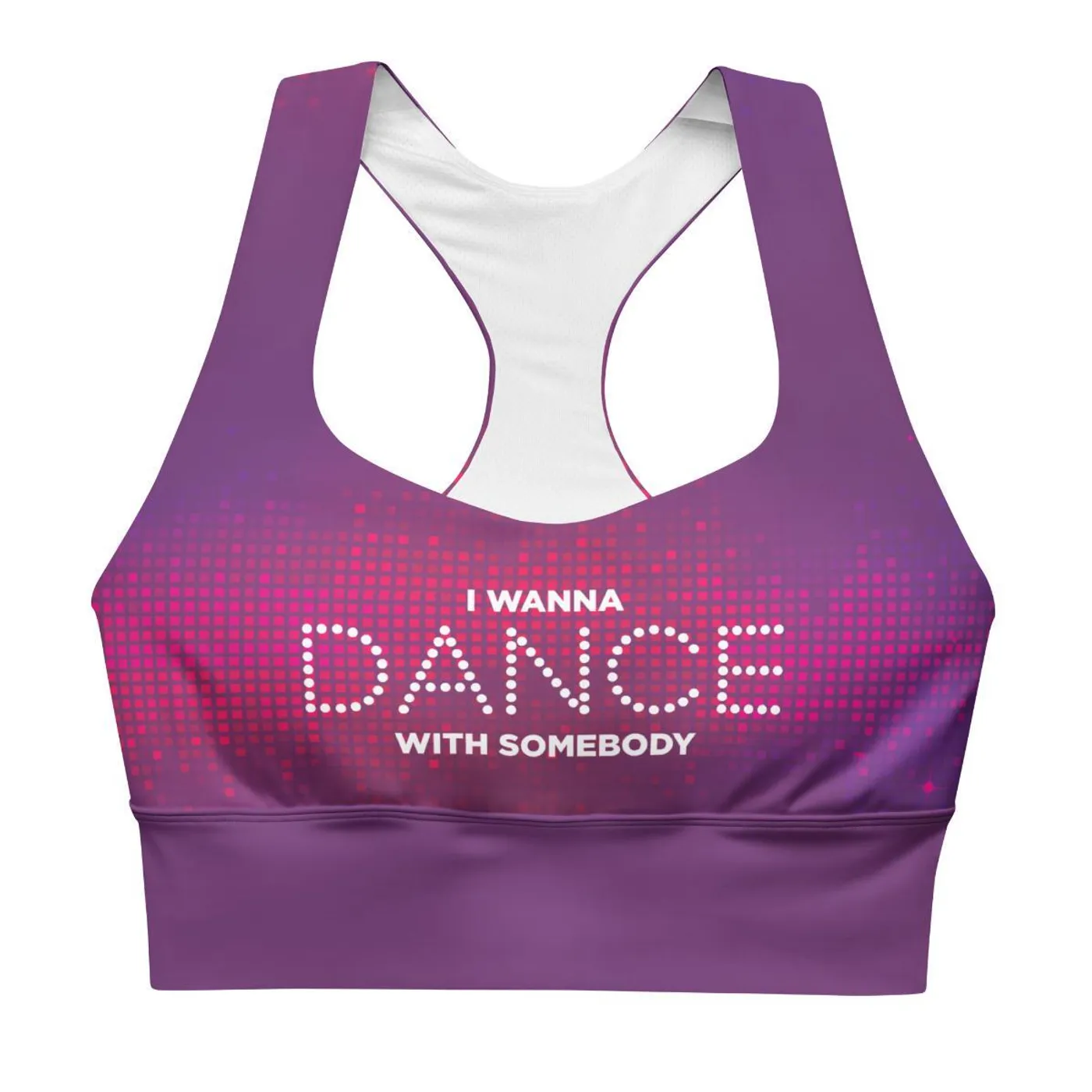 Whitney Houston I Wanna Dance With Somebody  Sports Bra | Fuchsia