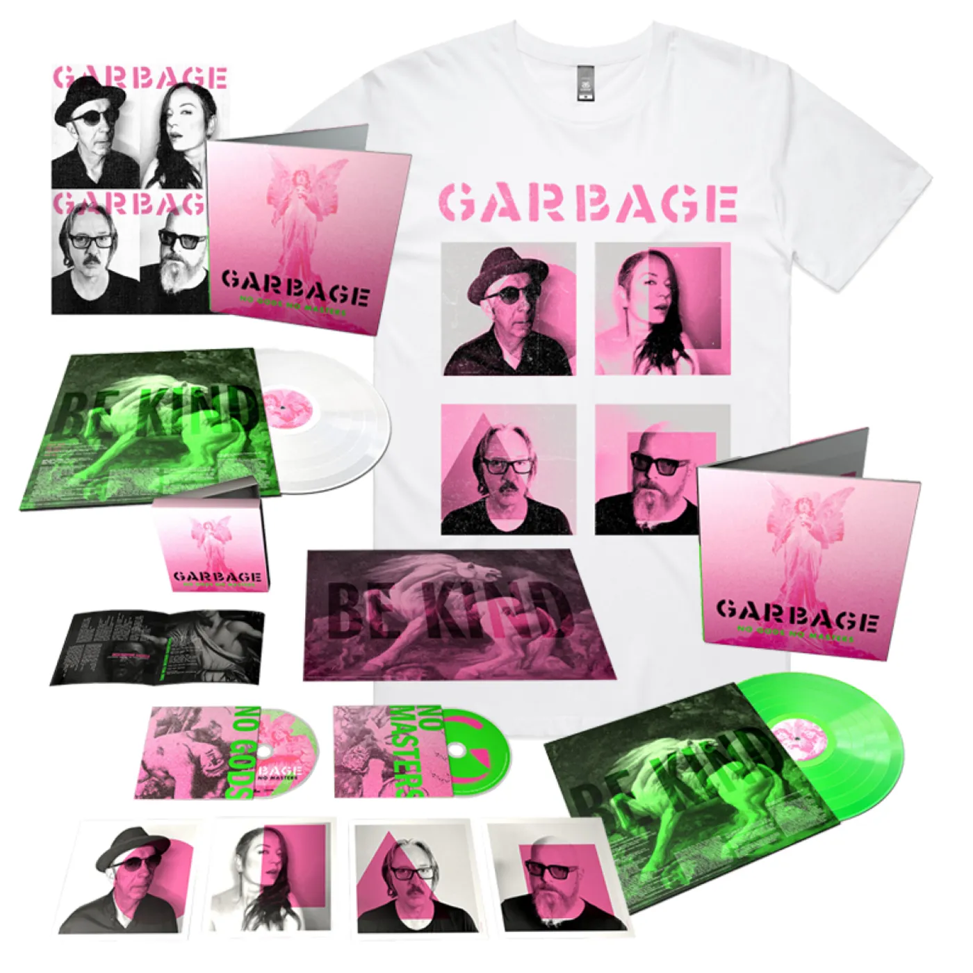 Garbage NO GODS NO MASTERS DELUXE CD + NEON GREEN VINYL + WHITE VINYL (LTD EDITION) + T-SHIRT